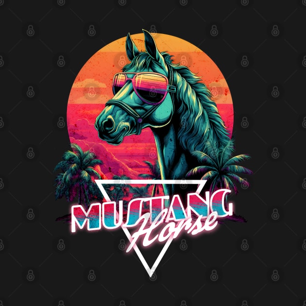 Retro Wave Miami Mustang Horse Design by Miami Neon Designs