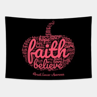 Womens Breast Cancer Awareness Month Funny Pink Pumpkin Halloween Tapestry