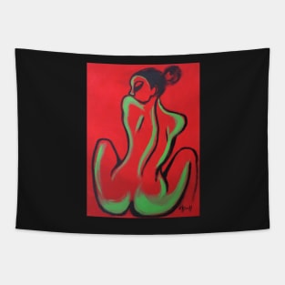 Red And Green Nude Tapestry