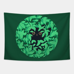 kawaii cat surrounded by leaves Tapestry