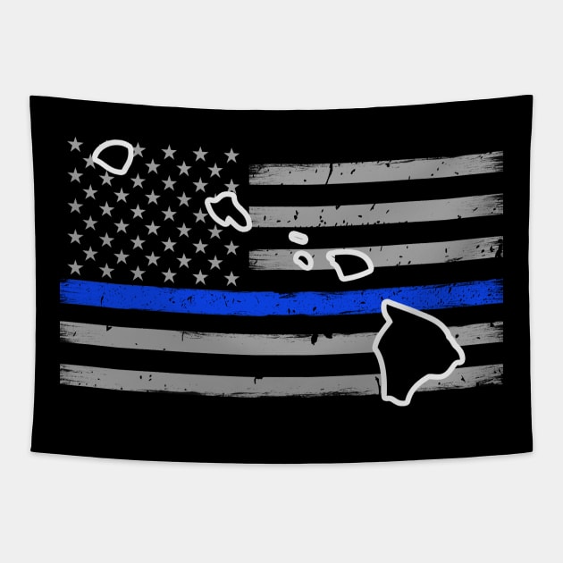 Hawaii Thin Blue Line Flag Tapestry by bluelinemotivation