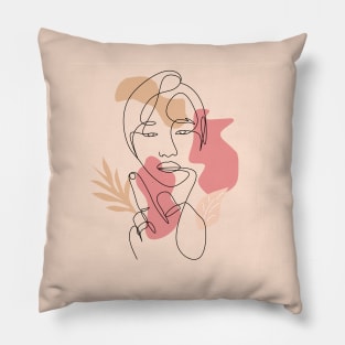 Abstract middle finger line art Pillow