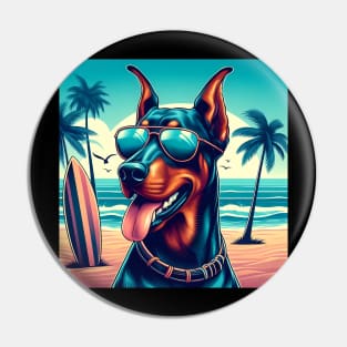 Funny Doberman with Sunglasses Pin