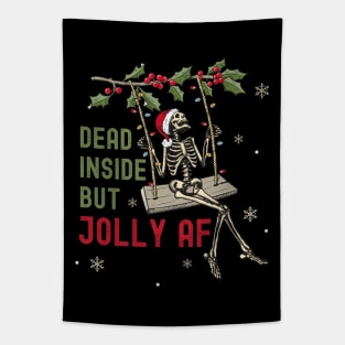 Dead Inside But Jolly AF Skeleton Santa Tapestry