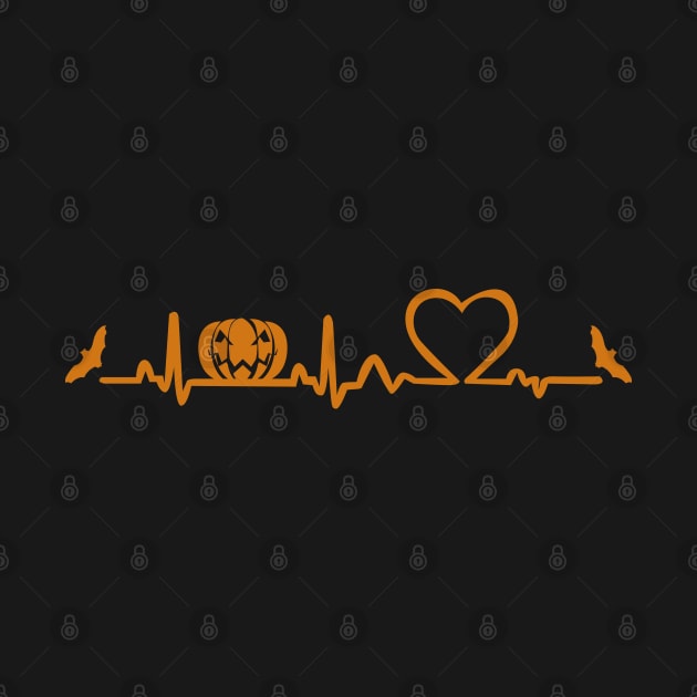 Halloween Orange Pumpkin Heartbeat T-shirt by JDaneStore