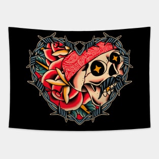 Skull rock rose Tapestry
