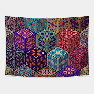 Vintage patchwork with floral mandala elements Tapestry