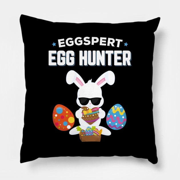 Eggspert Egg Hunter Funny Easter Pillow by trendingoriginals