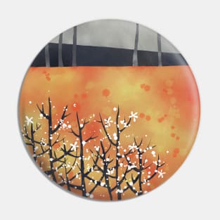 Blackthorn Blossom Abstract Landscape Pin