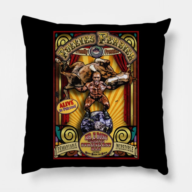 The Strongman Sideshow Poster Pillow by ImpArtbyTorg