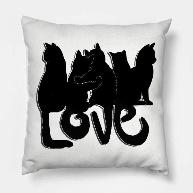 Cat Lover Design, Cute Kitty Graphic Design Love Pillow by tamdevo1