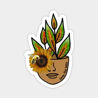 Save the Bees - Tropical House Plant with Sunflowers and Bees Magnet