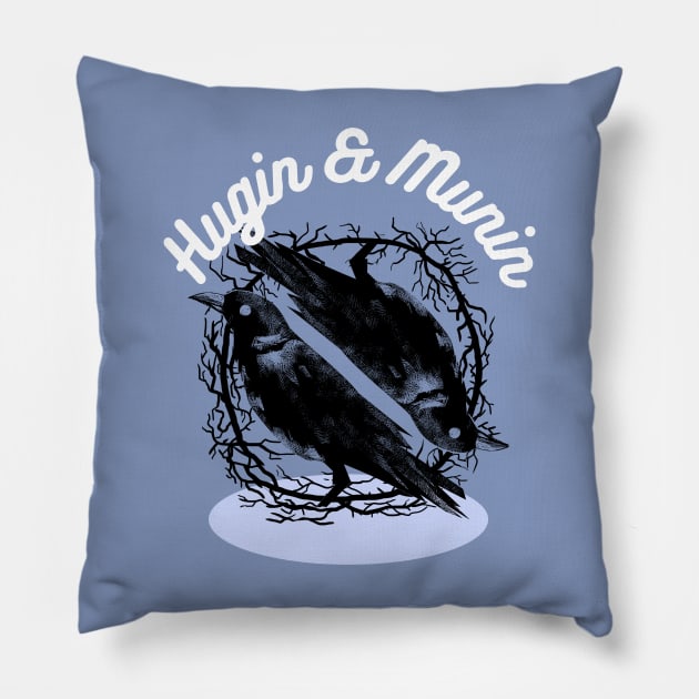 Hugin a munin, Huginn and Muninn Nordic Odin Norse God ravens Pillow by Witchy Ways