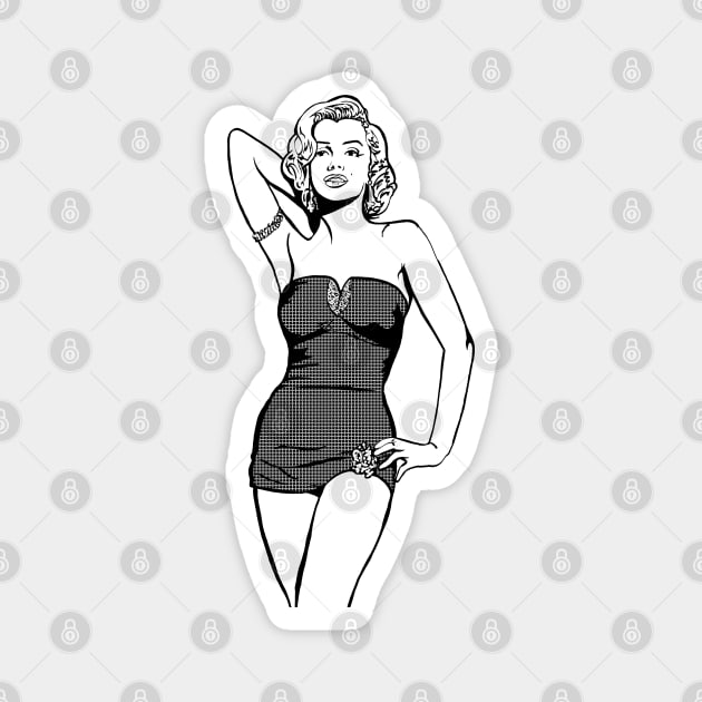 Marilyn Line Drawing -white block Magnet by FanboyMuseum