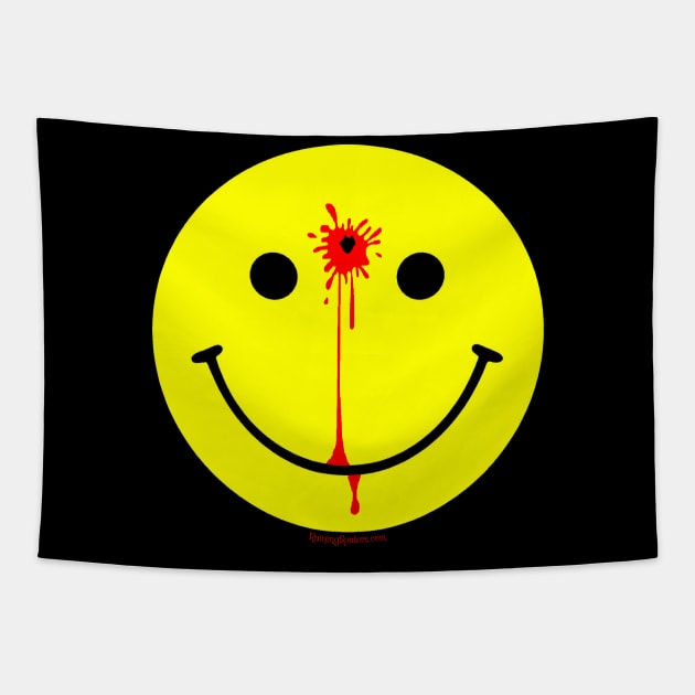 Smiley Face with a Bullet Hole - Have a Nice Day Tapestry by RainingSpiders