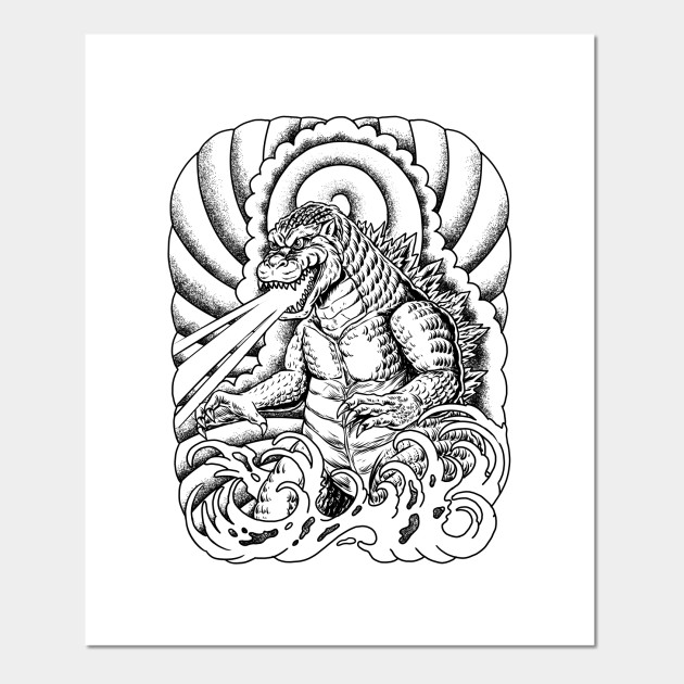 king of monster japanese tattoo - Godzilla - Posters and Art Prints | TeePublic king of monster japanese tattoo - Godzilla - Posters and Art Prints | TeePublic