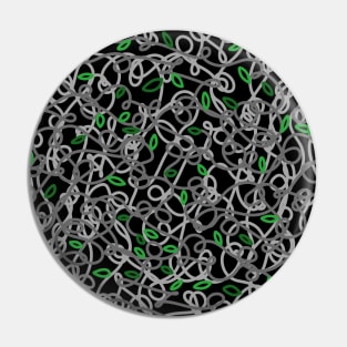 Loopy Twisted Tangled Vines and Leaves Abstract Doodle Design on a Dark Spooky Backdrop, made by EndlessEmporium Pin