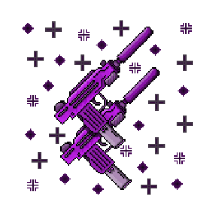 Uzi Guns Pixel Art Violet T-Shirt