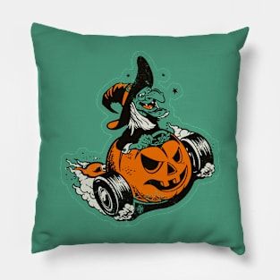 Vintage Witch in Jack o'Lantern Car Pillow