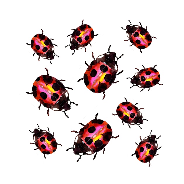 Watercolor Ladybugs by ZeichenbloQ