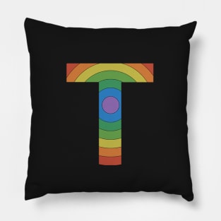 Retro Rainbow 'T' Sticker Pillow