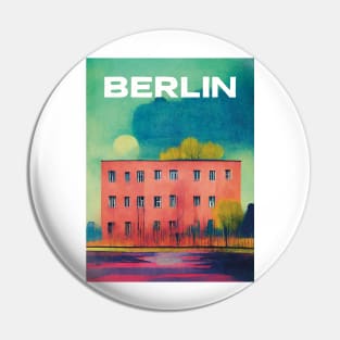 Lonely House in Berlin Travel Poster Retro Wall Art Illustration Pin