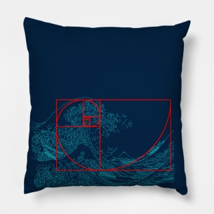 Fibonacci Sequence and Aqua Great Wave Pillow