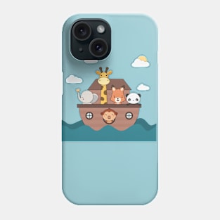 Kawaii Cute Zoo Animals On A Boat Phone Case