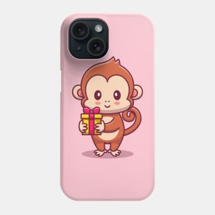 Cute Monkey Holding Gift Phone Case