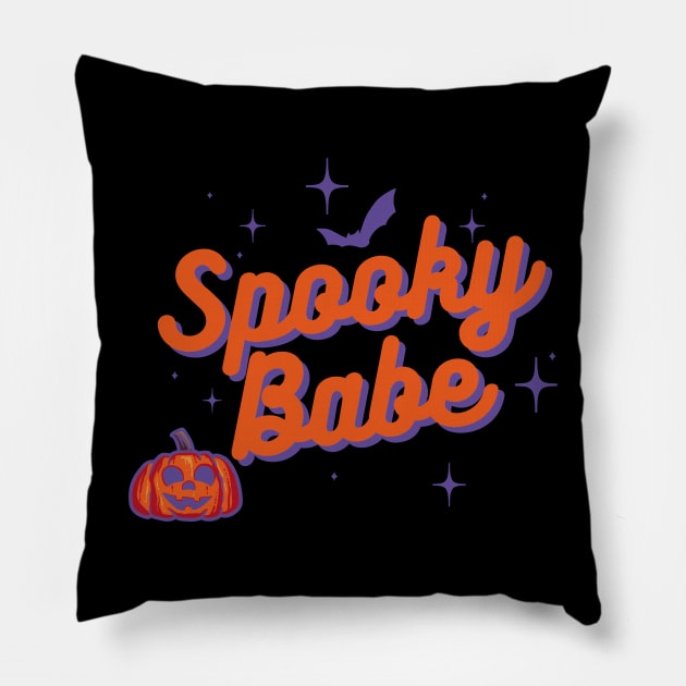Cute Kawaii Spooky Babe Womens Halloween Outfit Pillow by Milochka