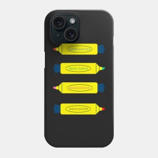 Resilience. Fluorescent yellow highlighter pens highlighting resilient abilities. Phone Case