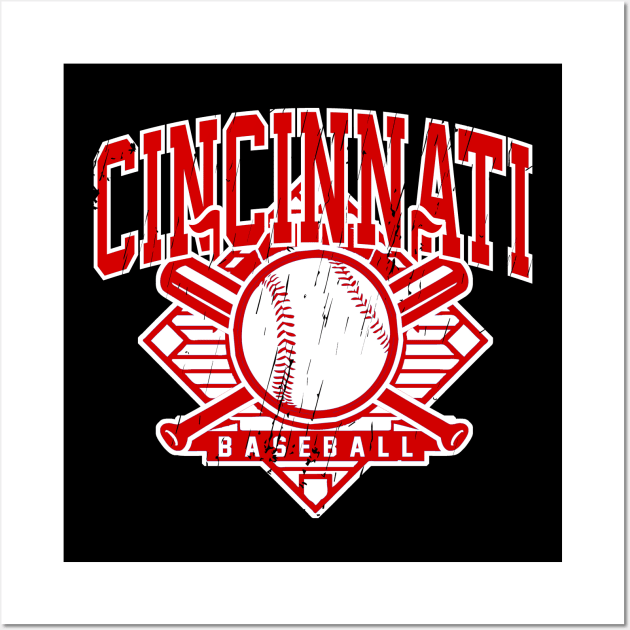 Vintage Baseball - Cincinnati Reds (White Reds Wordmark) - Cincinnati Reds  - Posters and Art Prints