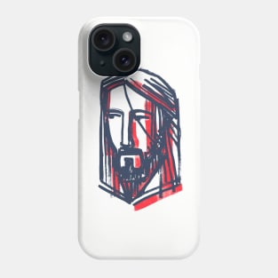 Jesus Christ face ink illustration Phone Case