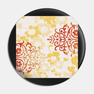 Floral Glam Damask Distressed Grey / Gold Pin