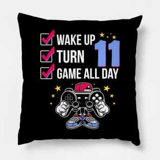 Gamer Birthday 11 Years Old Level 11 Unlocked Pillow