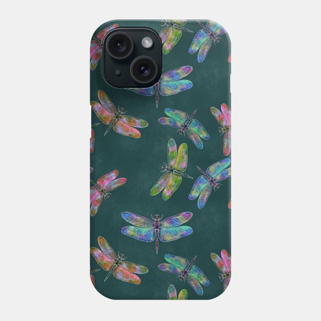 Dragonflies on Green Phone Case by Taggle Doodles