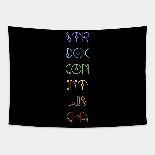 Character Abilities - Dungeons and Dragons Rainbow Tapestry by OfficialTeeDreams