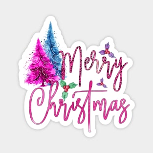 Merry Christmas Cute Pink Christmas Design Magnet