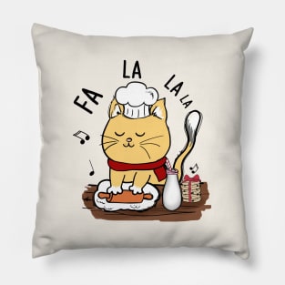 Meowy Christmas Chef Cat Fa La La La Pillow