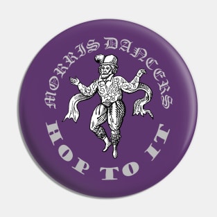 Morris Men Hop To It Fun Vintage Illustration Grey Text Pin