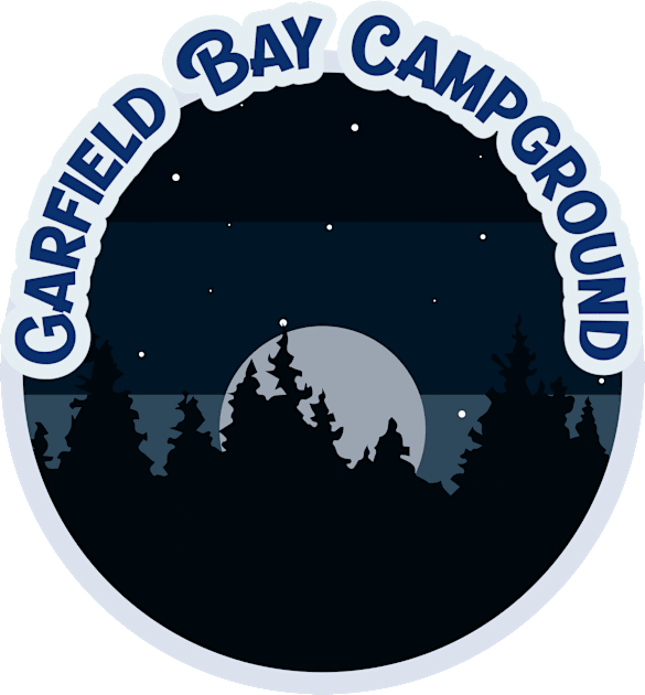 Garfield Bay Campground Camping Hiking and Backpacking through National Parks, Lakes, Campfires and Outdoors Kids T-Shirt by AbsurdStore