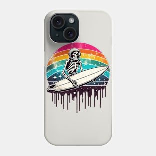 Funny Skeleton Surfer Rainbow Phone Case