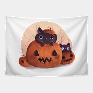 Pumpkin Kitty Tapestry