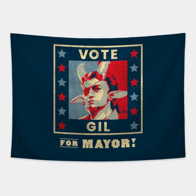 Vote Gil for Mayor Tapestry by The d20 Syndicate