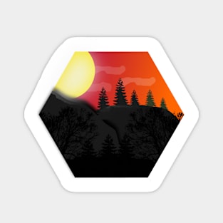 aesthetic sunset view in hexagon Magnet