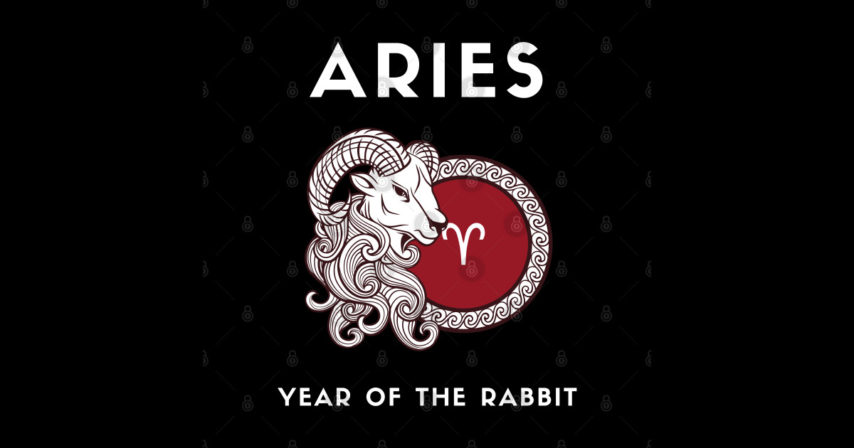 ARIES / Year of the RABBIT Aries Astrology Sign Sticker TeePublic