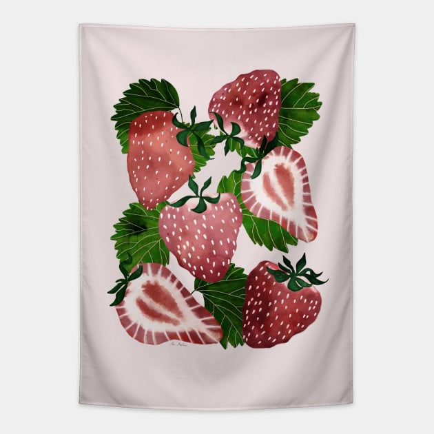 Strawberries pattern Tapestry by Elbuenlimon