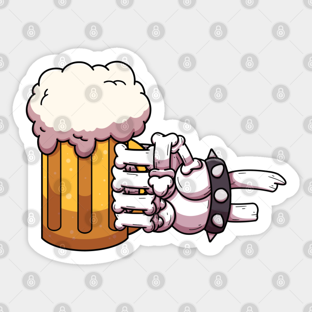 Skeleton Hand Holding Beer Cartoon - Skeleton With Beer - Sticker | TeePublic Skeleton Hand Holding Beer Cartoon - Skeleton With Beer - Sticker | TeePublic