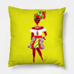 Afro-Caribbean Fashion Sketch Pillow