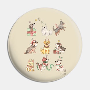 Cute Christmas Dogs Pin